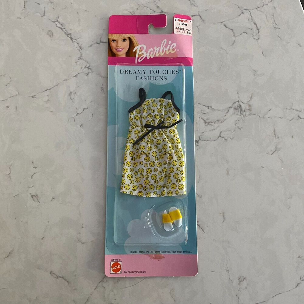 Vintage Mattel Barbie Fashion Dreamy Touches Emoji‎ Print Doll Outfit 2000